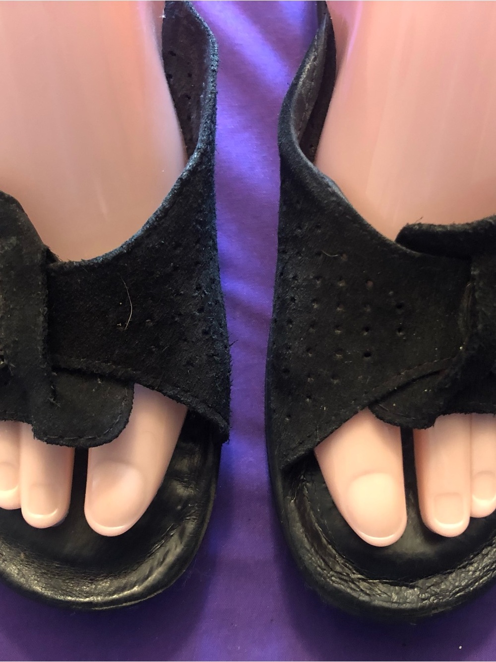 Flexus Italian Comfort by Spring Step Black Suede Sandals Size 5.5/36